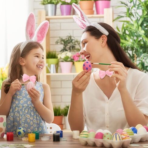 36 Pieces Easter Bunny Ears Kit Plush Bunny Ears Headbands Bow Tie and Tail Easter Rabbit Ear Hairband Cute Spring Costume Accessories Kit for Kid's Easter Party Favors in Saudi Arabia