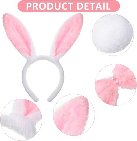 36 Pieces Easter Bunny Ears Kit Plush Bunny Ears Headbands Bow Tie and Tail Easter Rabbit Ear Hairband Cute Spring Costume Accessories Kit for Kid's Easter Party Favors in Saudi Arabia