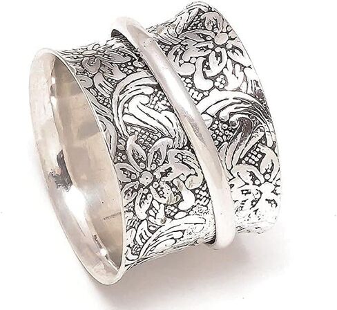 925 Sterling Silver Spinner Flowers Ring for Women Fidget Anxiety Relief Ring Band Meditation Ring in Kuwait