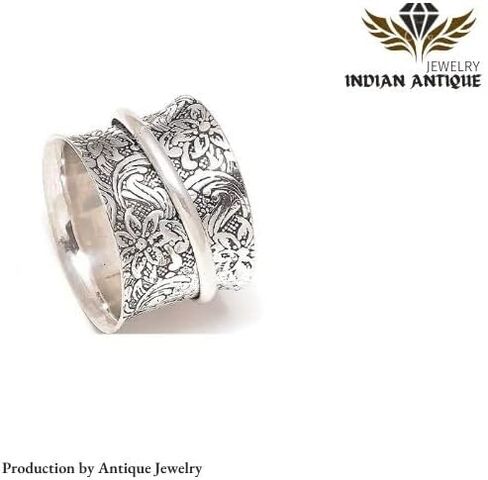 925 Sterling Silver Spinner Flowers Ring for Women Fidget Anxiety Relief Ring Band Meditation Ring in Kuwait