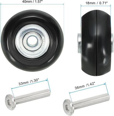 PATIKIL Replacement Luggage Suitcase Wheels Repair Kit, 40mmx18mm Wear-Resistant & Mute Swivel Caster Wheels in Saudi Arabia