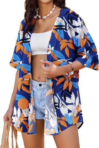 AI'MAGE Kimono for Women Tropical Beach Cover Up Casual Open Front Capes Swimwear Cardigan S-XXL in Saudi Arabia