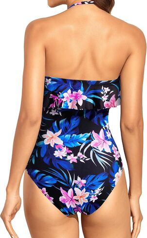 Holipick Strapless One Piece Swimsuits for Women Tummy Control Bandeau Bathing Suits Ruffle Slimming Swimwear in Saudi Arabia
