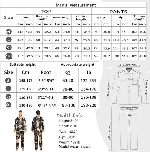 Mens Satin Pajama Sets color Pattern Long Sleeve Top and Long pants Silky Button Sleepwear in Saudi Arabia