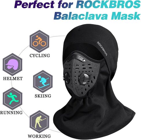 ROCKBROS قناع التزلج بالاكلافا قناع الشتاء مرشح لأقنعة بالاكلافا الحرارية للطقس البارد لركوب الدراجات in Saudi Arabia