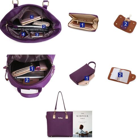 Women Handbag Purse Backpack 6PCS Set Waterproof Shoulder Bag Top-Handle Handbag Tote Purse Wallet Key Case Set in Kuwait