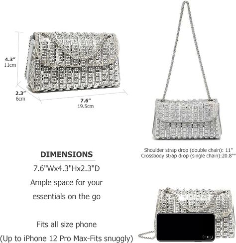 Rhinestones Clutch Purses for Women Chain Shoulder Bags Sparkly Evening Bags for Cocktail Prom Party Wedding in Saudi Arabia