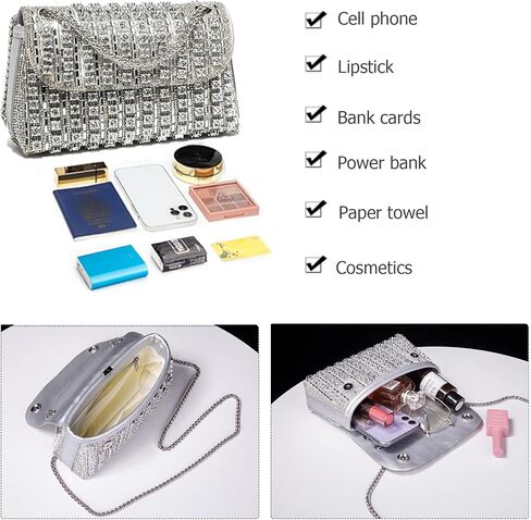 Rhinestones Clutch Purses for Women Chain Shoulder Bags Sparkly Evening Bags for Cocktail Prom Party Wedding in Saudi Arabia