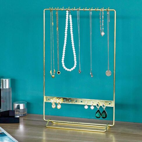 MyGift Modern Brass مطلي معدن سلك مجوهرات قلادة، أقراط وسوار منضدي فانيتي عرض حامل in Saudi Arabia