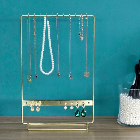 MyGift Modern Brass مطلي معدن سلك مجوهرات قلادة، أقراط وسوار منضدي فانيتي عرض حامل in Saudi Arabia