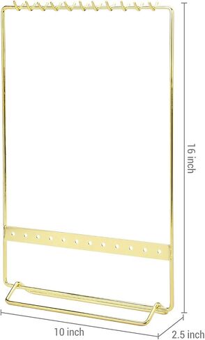 MyGift Modern Brass مطلي معدن سلك مجوهرات قلادة، أقراط وسوار منضدي فانيتي عرض حامل in Saudi Arabia