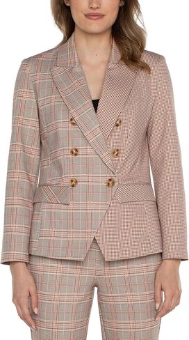 Liverpool Women's Petite Half Double Breasted Blazer Glen Plaid Ponte in Kuwait
