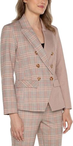 Liverpool Women's Petite Half Double Breasted Blazer Glen Plaid Ponte in Kuwait