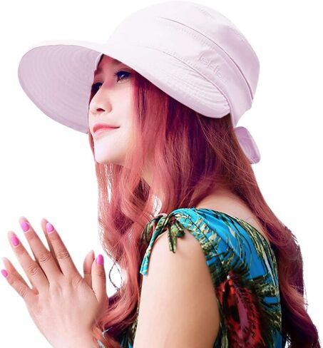 HINDAWI Sun Hats for Women with UV Protection Wide Brim Sun Hat Visor Summer Beach Outdoor Foldable Womens Cap in Kuwait
