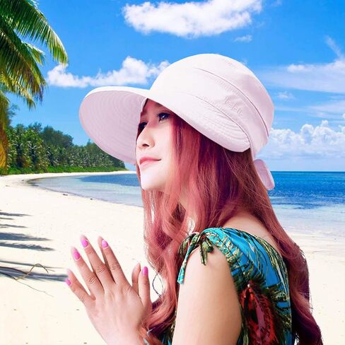 HINDAWI Sun Hats for Women with UV Protection Wide Brim Sun Hat Visor Summer Beach Outdoor Foldable Womens Cap in Kuwait