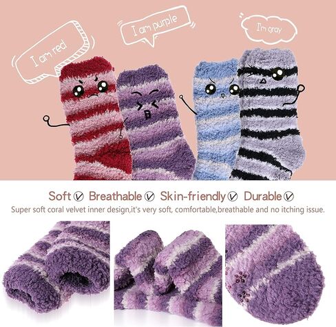 جوارب نسائية من الصوف تتسم بأنها سميكة حرارية ثقيلة زغبية مطبوع عليها للتمتع بشتاء دافئ - طقم للطقس البارد مكون من 5 أزواج in Kuwait