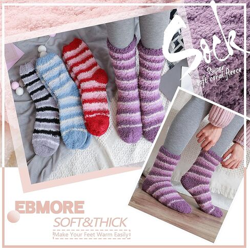 جوارب نسائية من الصوف تتسم بأنها سميكة حرارية ثقيلة زغبية مطبوع عليها للتمتع بشتاء دافئ - طقم للطقس البارد مكون من 5 أزواج in Kuwait