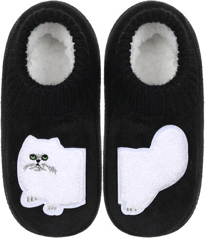 ZYZX Cat Slipper Socks for Women with Grippers Non Slip Winter Warm Knit Slippers Cozy Soft Fun Fuzzy House Socks Cute Christmas Socks Funny Gifts Ideas in Saudi Arabia