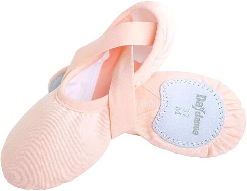 أحذية الباليه النسائية المرنة من القماش الكتاني من Daydance للمراهقين، شباشب رقص ناعمة مقسمة للجمباز واليوجا in Kuwait