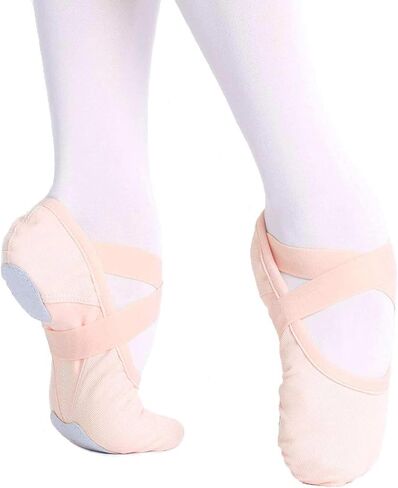 أحذية الباليه النسائية المرنة من القماش الكتاني من Daydance للمراهقين، شباشب رقص ناعمة مقسمة للجمباز واليوجا in Kuwait