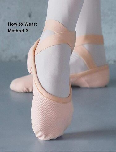 أحذية الباليه النسائية المرنة من القماش الكتاني من Daydance للمراهقين، شباشب رقص ناعمة مقسمة للجمباز واليوجا in Kuwait