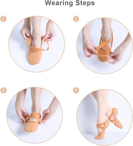 أحذية الباليه النسائية المرنة من القماش الكتاني من Daydance للمراهقين، شباشب رقص ناعمة مقسمة للجمباز واليوجا in Kuwait