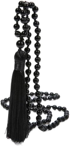 Hovaete 6MM Mala Beads Necklace Natural Stone Meditation Statement Necklace Japa Yoga Rosary Prayer Charm Beaded Tassel Necklace in Kuwait