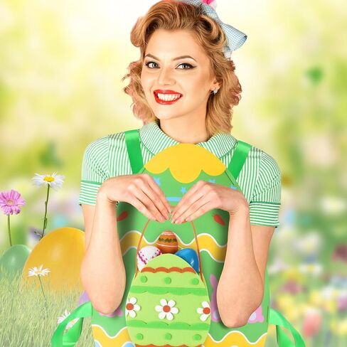Vinsatin 3 Pcs Easter Egg Costume for Adult Colorful Cute Easter Egg Suit Hat Basket with Handle Funny Cosplay Outfit for Easter Day in Saudi Arabia