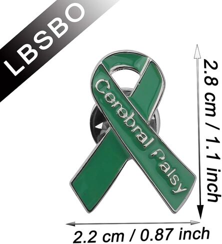Cerebral Palsy Awareness Ribbon Pin Cerebral Palsy Awareness Month Gifts Green Ribbon Pin in Saudi Arabia