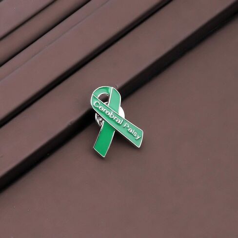 Cerebral Palsy Awareness Ribbon Pin Cerebral Palsy Awareness Month Gifts Green Ribbon Pin in Saudi Arabia