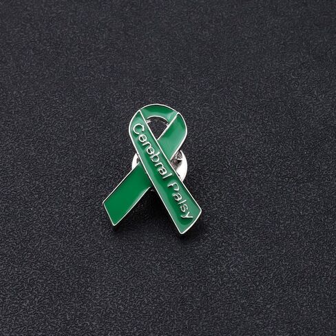 Cerebral Palsy Awareness Ribbon Pin Cerebral Palsy Awareness Month Gifts Green Ribbon Pin in Saudi Arabia