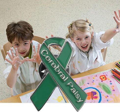 Cerebral Palsy Awareness Ribbon Pin Cerebral Palsy Awareness Month Gifts Green Ribbon Pin in Saudi Arabia