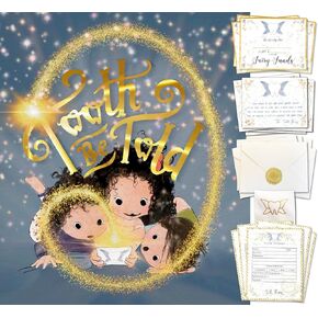 Tooth Fairy Kit - Tooth Fairy Book Tooth Be Told & Pack of 5 Virtue-Themed Fairy Letter Poems, 5 Envelopes & Seals, 5 Tooth Receipts, 5 Customizable Certificates, & 1 Tooth Holder, 6x9 Softcover