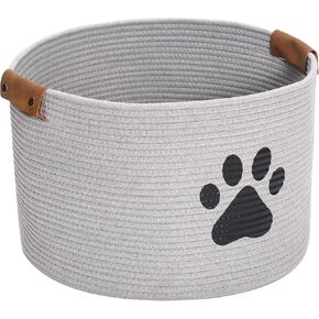 Cotton dog toy basket storage, puppy toy basket, puppy bins, laundry basket blanket storage bin - Perfect for organizing pet toys, blankets, leashes, pee mats and diapers -beige gray