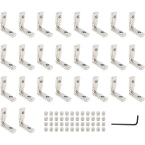 26Pcs 4040 Inside Joint Corner Brackets Set with Screws, 4040 Inside Corner Angle Connector for 4040 Series Aluminum Extrusion Hardware Accessories Silver