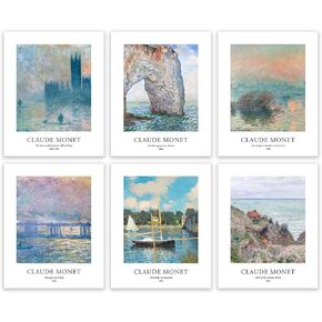 EVOLE HOME Claude Monet Giclée Art Print Set - 6 Unframed 11x14 Inch Impression posters on Premium Matte Art Paper
