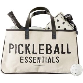 Santa Barbara Design Studio Tote Bags Hold Everything Collection - Leather Trimmed Canvas Bag, Large, Pickleball Vibes
