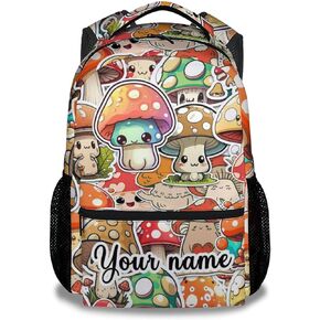 Mushroom Backpack for Girls Boys, 16 Inch Aesthetic Backpack for School, Adjustable Straps, Durable, Lightweight, Large Capacity Bookbag for Kids