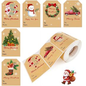 505pcs Christmas Gift Tags Stickers Labels from Santa Gift Tags - Self Adhesive Name Tags for Christmas Presents, Holiday Xmas Gift Tags Sticker Christmas, to and from Christmas Labels Vintage