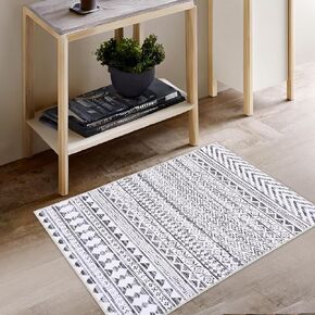Zacoo Boho Runner Rug 2x10 Hallway Runner Rug Washable Rug Non Slip Farmhouse Rug Indoor Modern Floor Carpet Vintage Kitchen Runner Retro Entryway Runner Mat for Bedroom Living Room Laundry, Black
