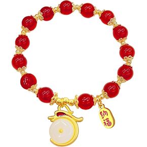 YANCHUN 2024 Chinese New Year Dragon Bracelets Chinese Dragon Bracelet Chinese Red Beaded Bracelet for Good Luck Lunar New Year Bracelet New Year Gifts for Girls