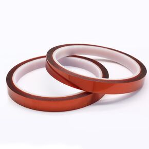 2 Rolls Brown Heat Tape, 20mm x 33m(108ft) High Temperature Resistant Tape, Polyester Tape for Circuit Board, 3D Printers, Heat Press and Sublimation