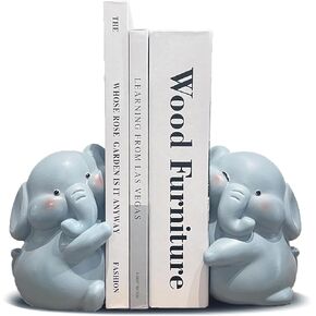 HINUGO Cute Duck Bookends Decoration, Book Ends for Heavy Books, Book Holders for Shelves in Kids Room Home Office Desk Bookshelf Decoration, Great Christmas Birthday Gift