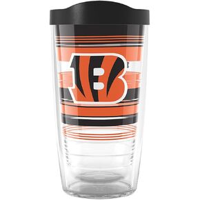 كوب سفر Tervis Traveler NFL Cincinnati Bengals - Hype Stripes Triple معزول معزول يحافظ على المشروبات باردة وساخنة، 20oz، من الفولاذ المقاوم للصدأ
