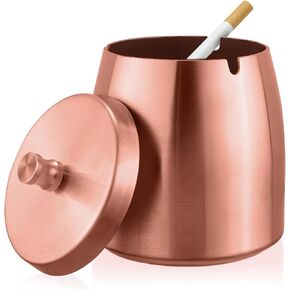Ashtray with Lid Smell Proof Stainless Smell Proof Steel Smokeless Outdoor Ashtray for Cigarette Windproof Ash Tray for Home Office Outside Patio(3.2x3.2x4 inch)