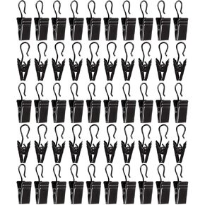 Curtain Clips, 50 Pcs Small Heavy-Duty Hook Clip Set Metal Curtain Hangers Clips for Clip Photo Home Decoration Art Craft Display - Black Hook