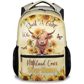 حقيبة ظهر للفتيات - حقيبة كتب ذات سعة كبيرة 17 بوصة من Highland Cow - حقائب ظهر خفيفة الوزن للأطفال للمرحلة الابتدائية ومرحلة ما قبل المدرسة والسفر