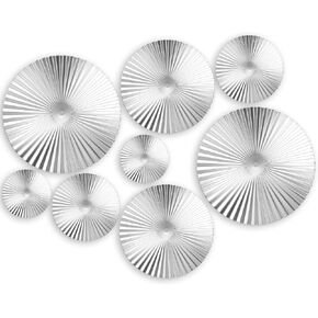 Beeveer 8 Pcs Sunburst Metal Wall Mount Decor Crinkle Metal Sunburst Wall Art Hanging Above Bed Decorations Sculpture Circular Gold Decorative Combination Artwork for Home Office Bedroom Kitchen