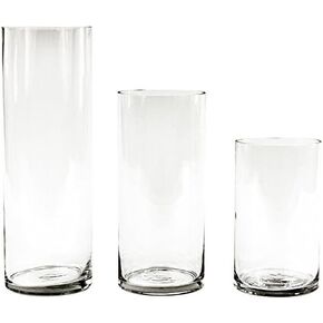 Koyal Wholesale Burnt Gold Glass Cylinder Vases or Candle Holders Set of 3 for Flowers, Floating Candles