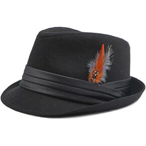 Felt Fedora Hat with Feather for Men Women Short Brim Panama Jazz Hat Vintage Manhattan Trilby Hat Oktoberfest Bavarian Hat